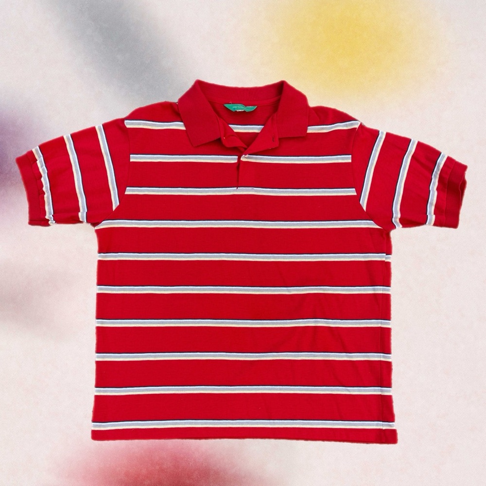 Red Striped On Course Vintage Golf Polo